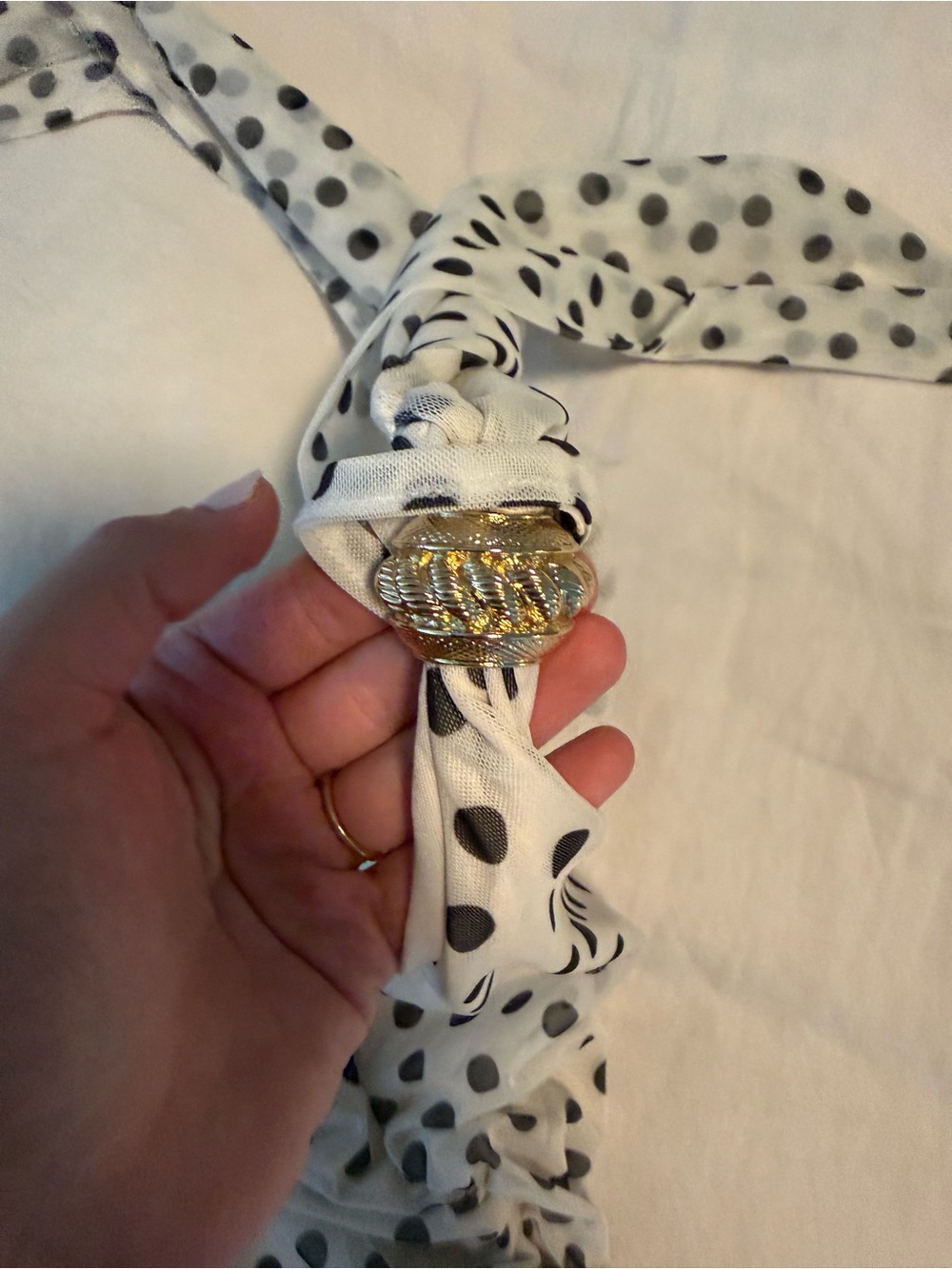 H&M MESH HALTERNECK TOP CREAM/POLKA DOT - Picture 6 of 6